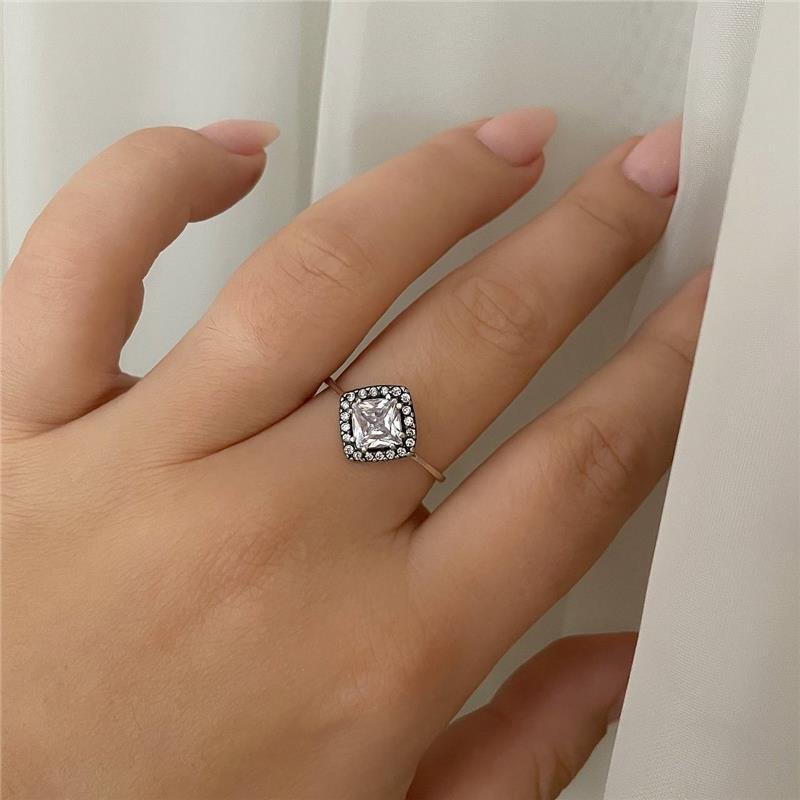 ANEL PRATA 925 SOLITÁRIO LOSANGO ZIRCONIA