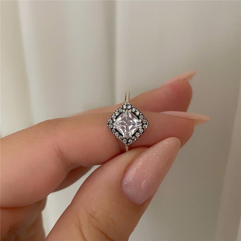 ANEL PRATA 925 SOLITÁRIO LOSANGO ZIRCONIA