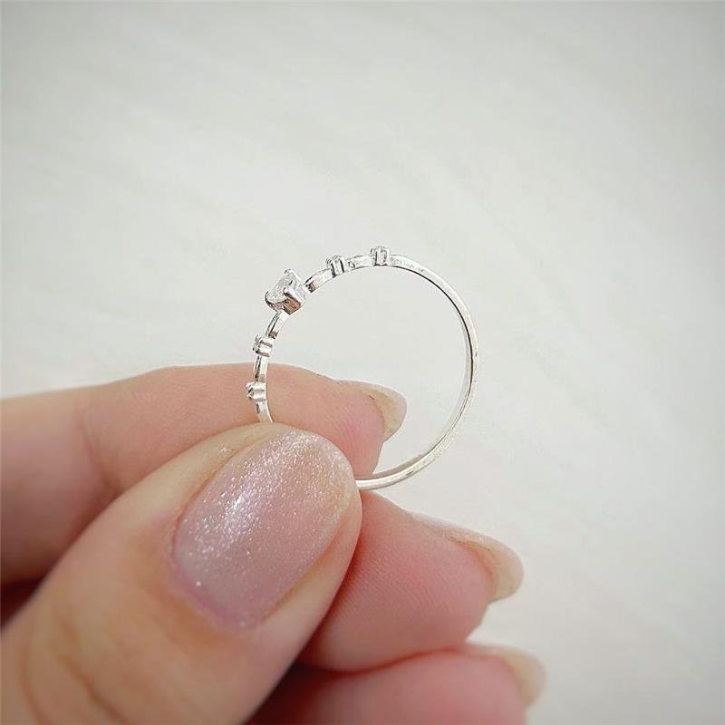 ANEL PRATA 925 SOLITÁRIO NOIVADO COM PEDRA LATERAIS