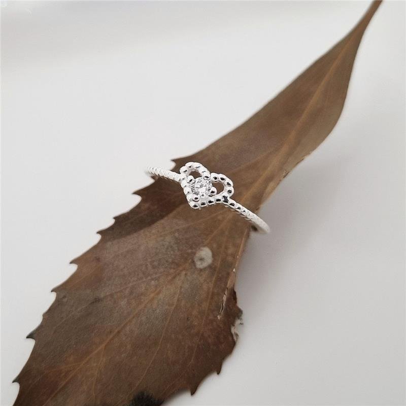 ANEL PRATA 925 SOLITÁRIO NOIVADO CORAÇÃO