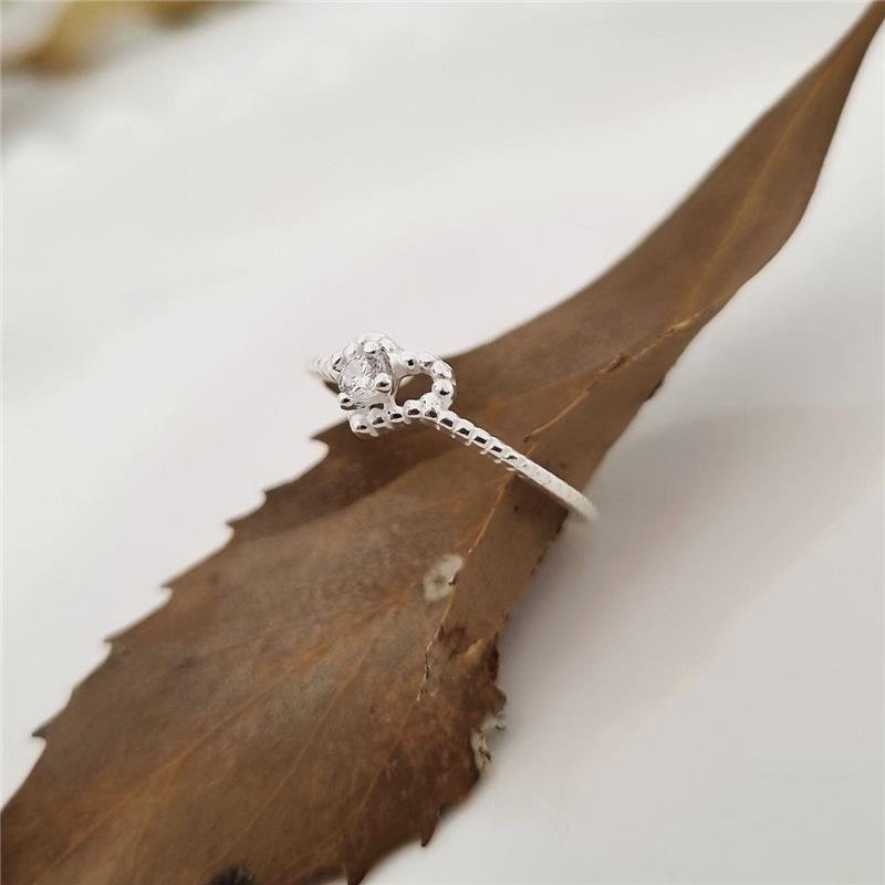 ANEL PRATA 925 SOLITÁRIO NOIVADO CORAÇÃO