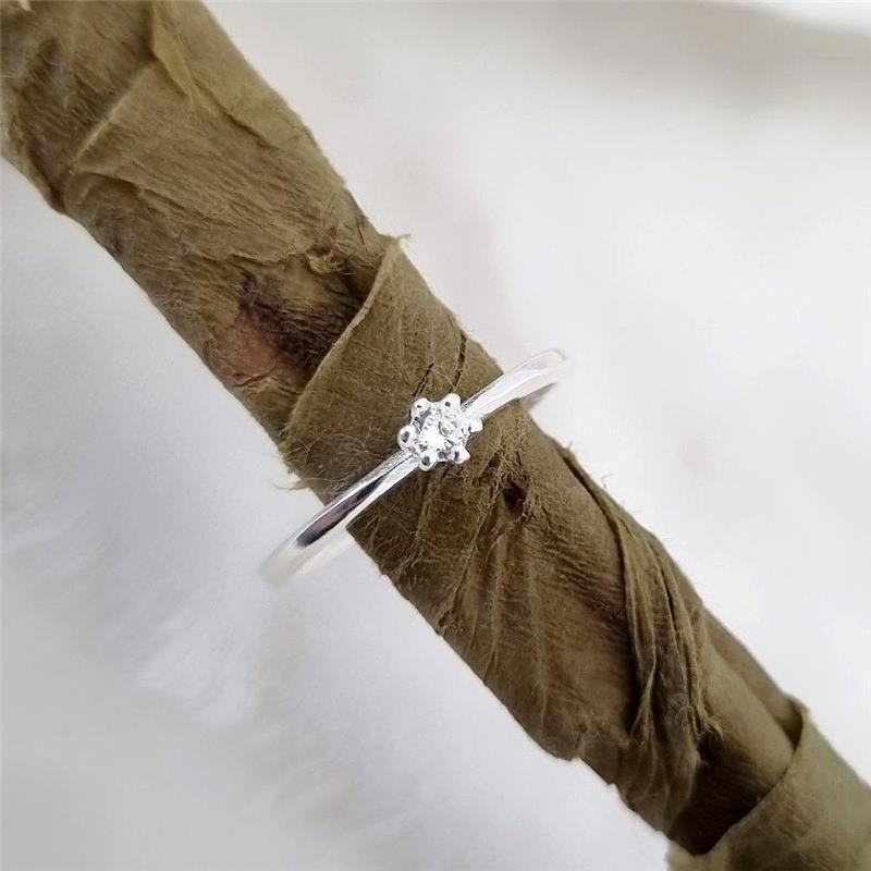 ANEL PRATA 925 SOLITÁRIO DELICADO PEDRA BAIXA