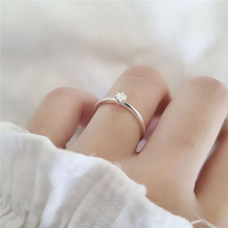 ANEL PRATA 925 SOLITÁRIO DELICADO PEDRA BAIXA