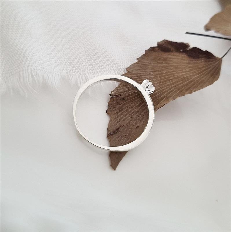 ANEL PRATA 925 SOLITÁRIO DELICADO PEDRA BAIXA