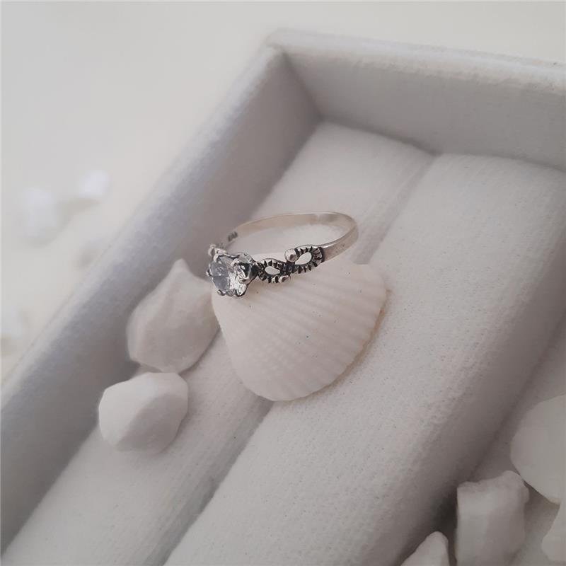 ANEL PRATA 925 SOLITÁRIO NOIVADO DETALHE EM 'S'