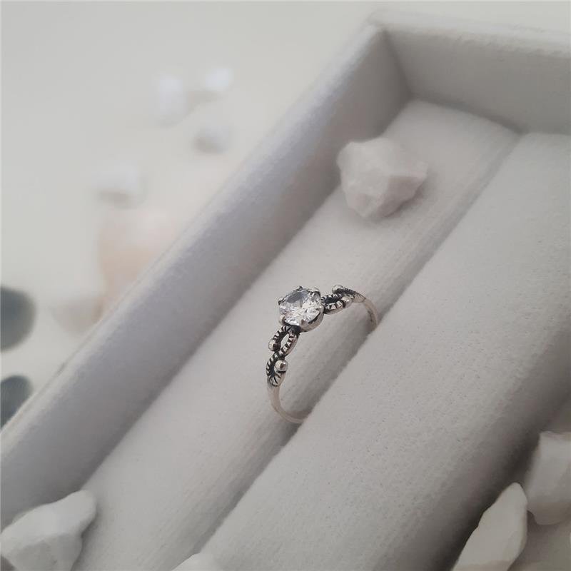 ANEL PRATA 925 SOLITÁRIO NOIVADO DETALHE EM 'S'