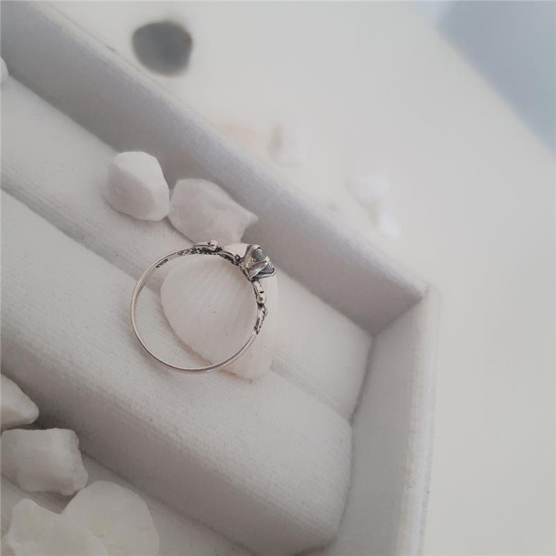 ANEL PRATA 925 SOLITÁRIO NOIVADO DETALHE EM 'S'