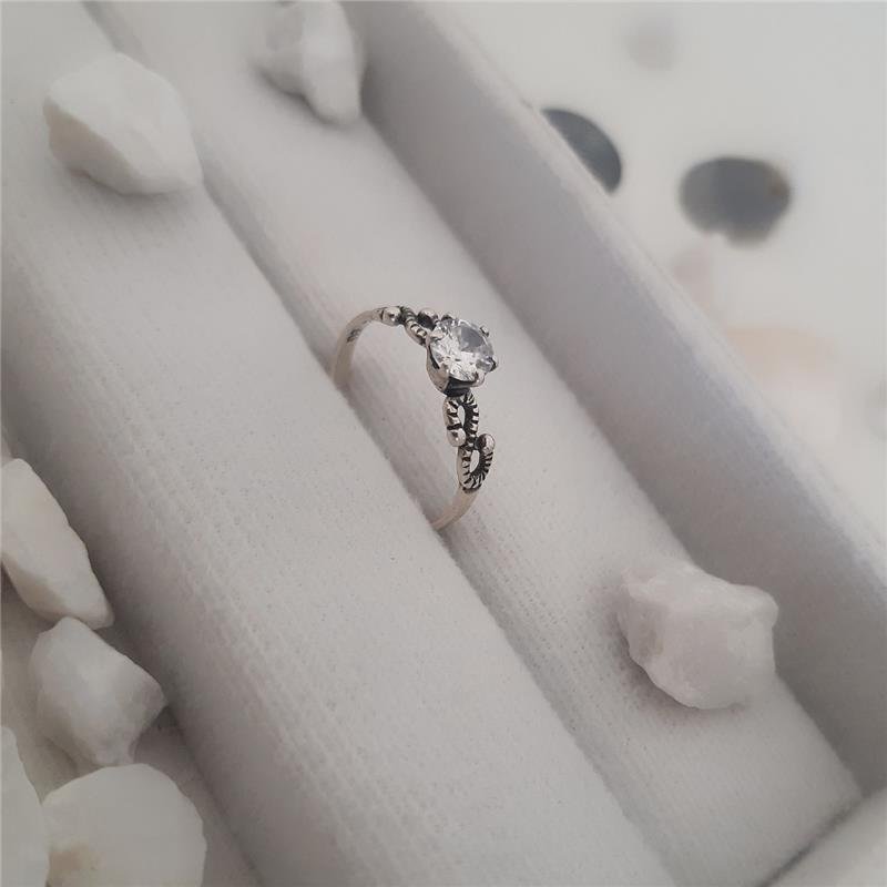 ANEL PRATA 925 SOLITÁRIO NOIVADO DETALHE EM 'S'