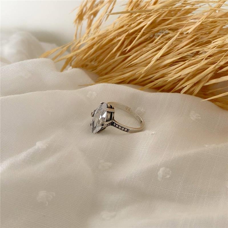 ANEL PRATA 925 PEDRA OLHO E TRABALHADO