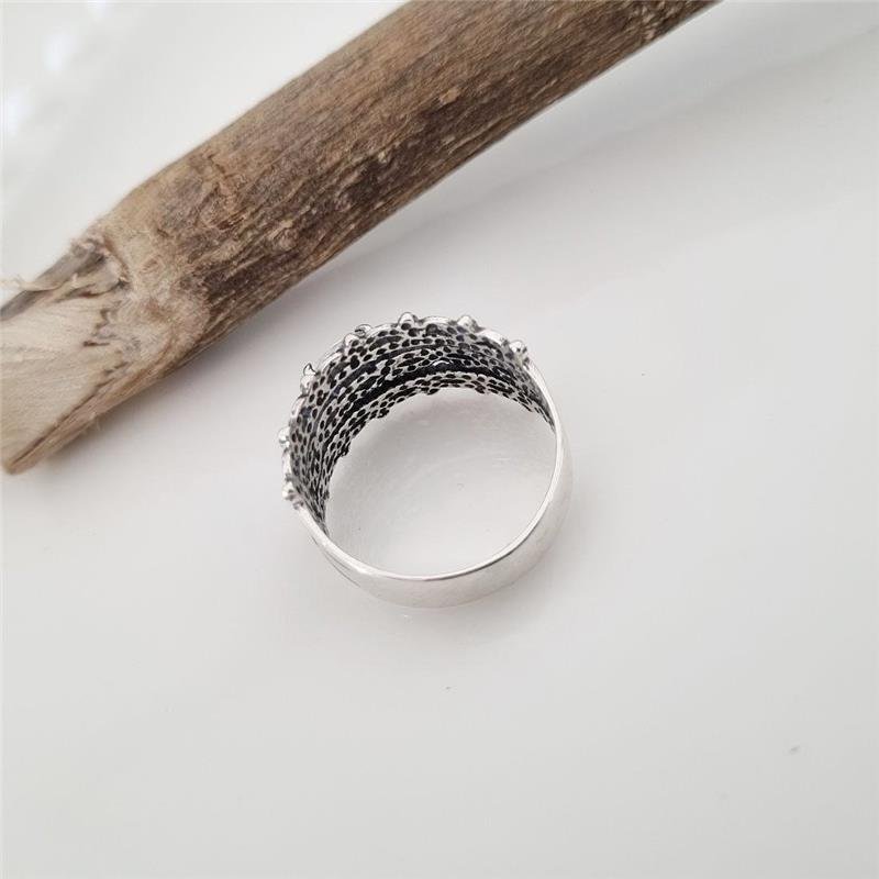 ANEL PRATA 925 SOLITÁRIO OVAL TRIPLO INFINITOS E ROCOCÓ