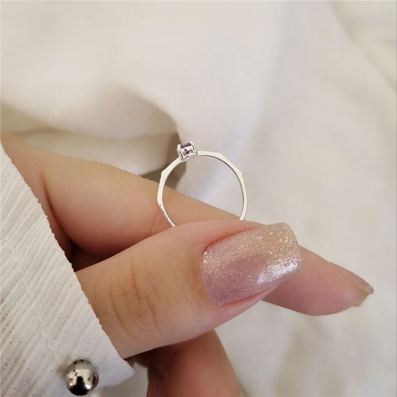 ANEL PRATA 925 SOLITÁRIO PEDRA LILÁS