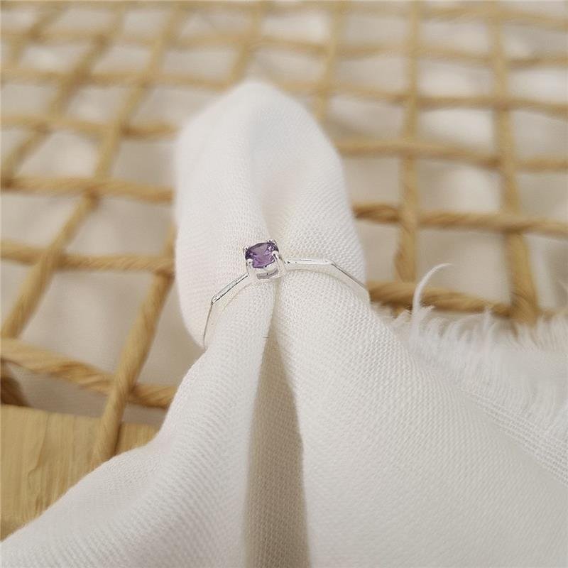 ANEL PRATA 925 SOLITÁRIO PEDRA LILÁS