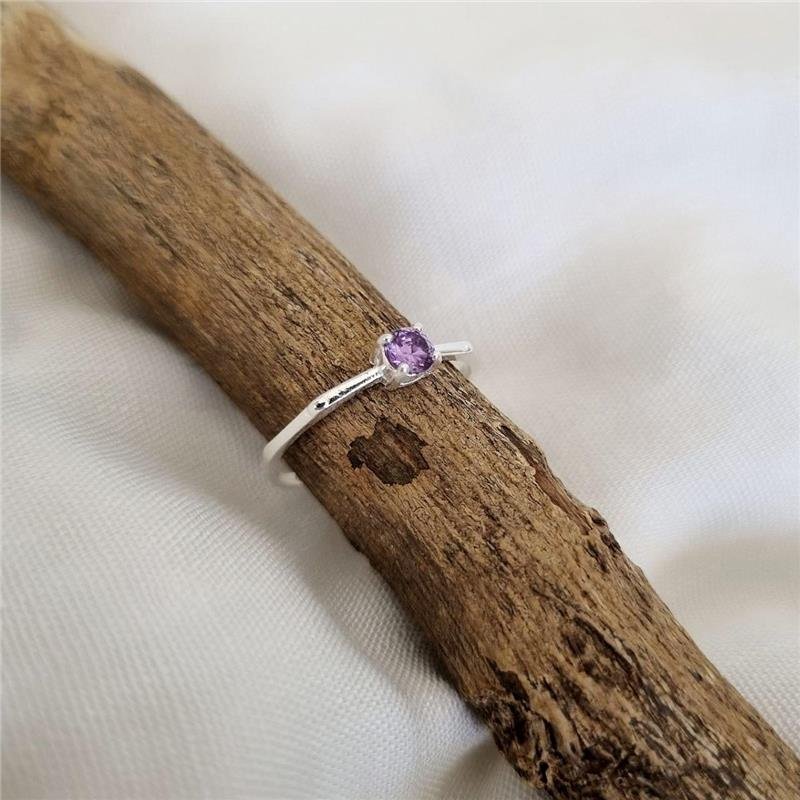 ANEL PRATA 925 SOLITÁRIO PEDRA LILÁS