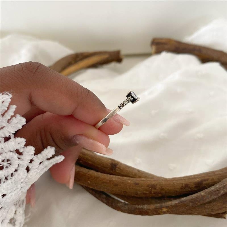 ANEL PRATA 925 SOLITÁRIO PEDRA OLHO 