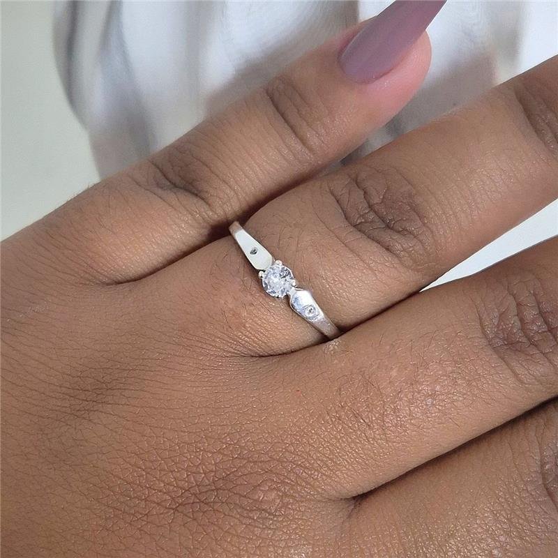 ANEL PRATA 925 SOLITÁRIO PONTO ZIRCONIA