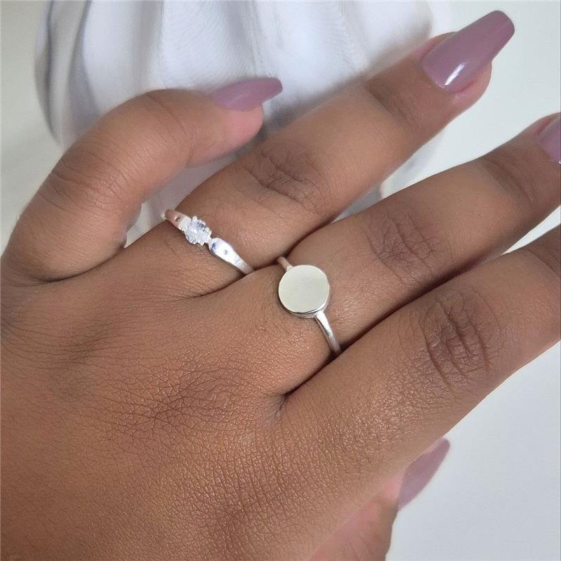 ANEL PRATA 925 SOLITÁRIO PONTO ZIRCONIA