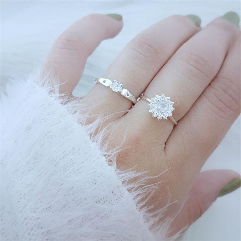 ANEL PRATA 925 SOLITÁRIO PONTO ZIRCONIA