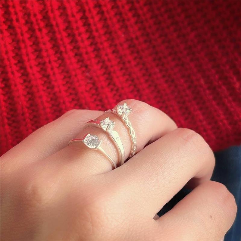 ANEL PRATA 925 SOLITÁRIO PONTO ZIRCONIA