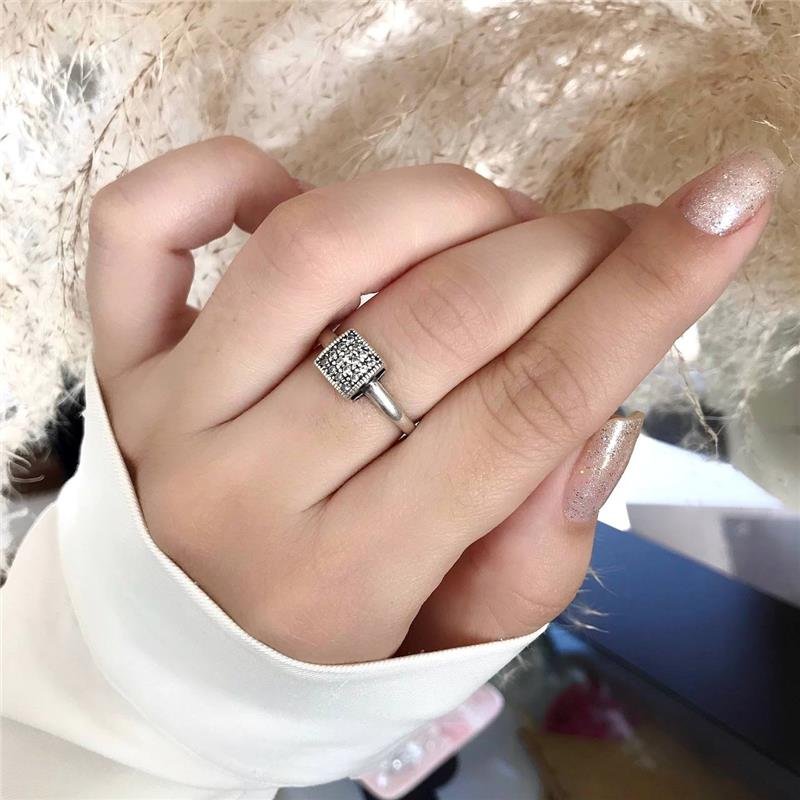 ANEL PRATA 925 SOLITÁRIO QUADRADO 