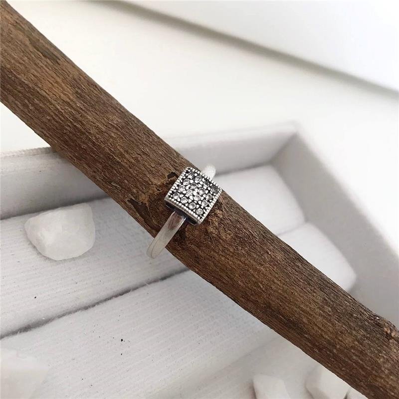 ANEL PRATA 925 SOLITÁRIO QUADRADO 