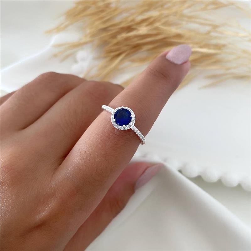 ANEL PRATA 925 SOLITÁRIO REDONDO COM PEDRA CORES