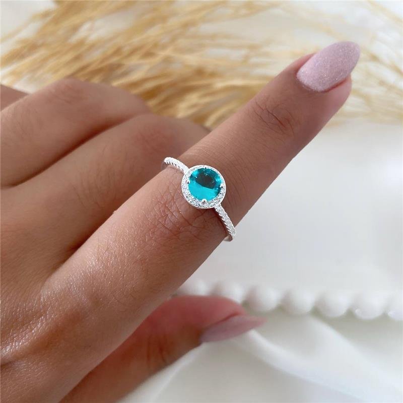 ANEL PRATA 925 SOLITÁRIO REDONDO COM PEDRA CORES