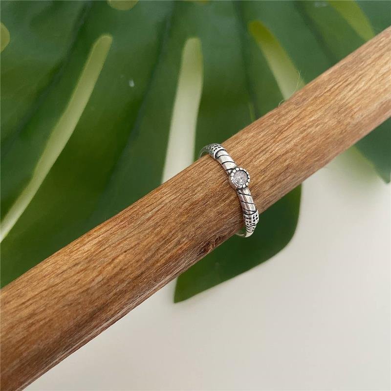 ANEL PRATA 925 SOLITÁRIO TRABALHADO CORDA