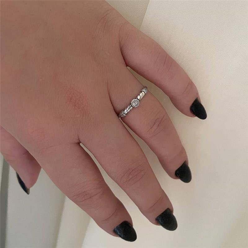 ANEL PRATA 925 SOLITÁRIO TRABALHADO CORDA