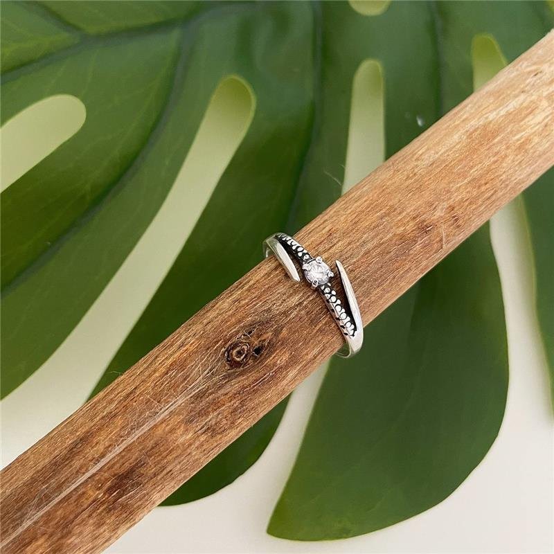 ANEL PRATA 925 SOLITÁRIO TRABALHADO DUAS PONTAS