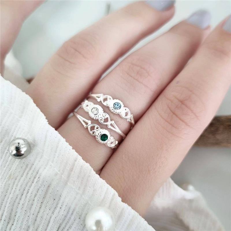 ANEL PRATA 925 SOLITÁRIO TRABALHADO PEDRA COLORIDA