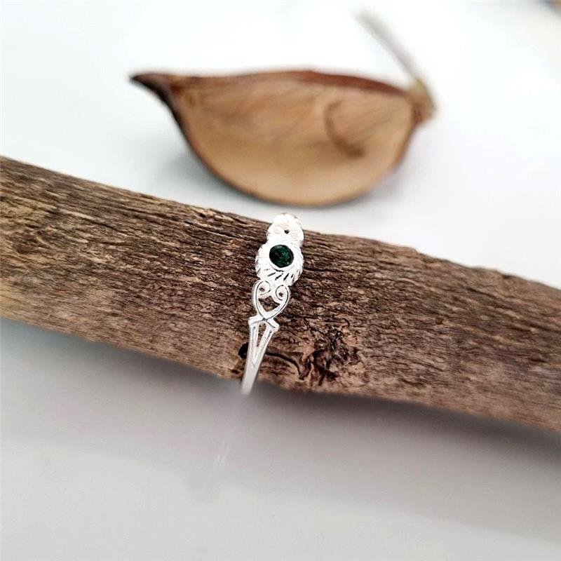 ANEL PRATA 925 SOLITÁRIO TRABALHADO PEDRA COLORIDA