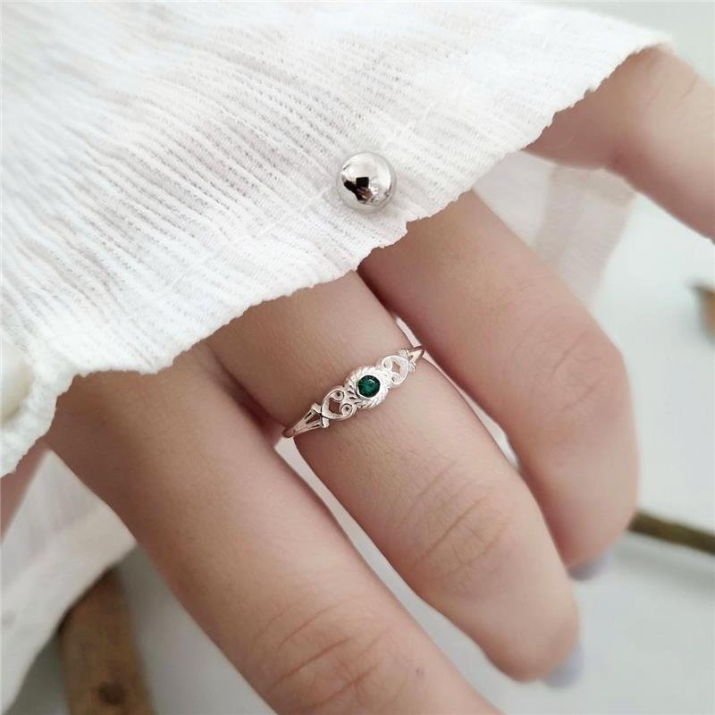 ANEL PRATA 925 SOLITÁRIO TRABALHADO PEDRA COLORIDA