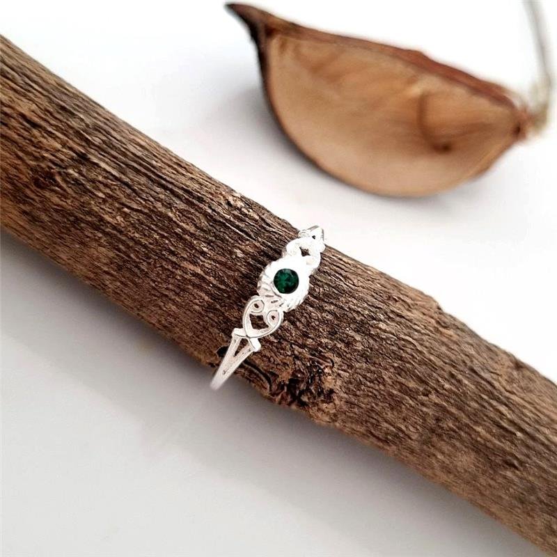 ANEL PRATA 925 SOLITÁRIO TRABALHADO PEDRA COLORIDA