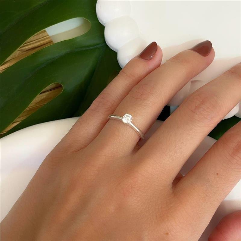 ANEL PRATA 925 SOLITÁRIO ZIRCÔNIA PEDRA ALTA