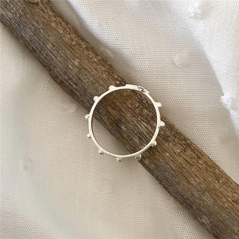 ANEL PRATA 925 TERÇO BOLINHAS CRUZ