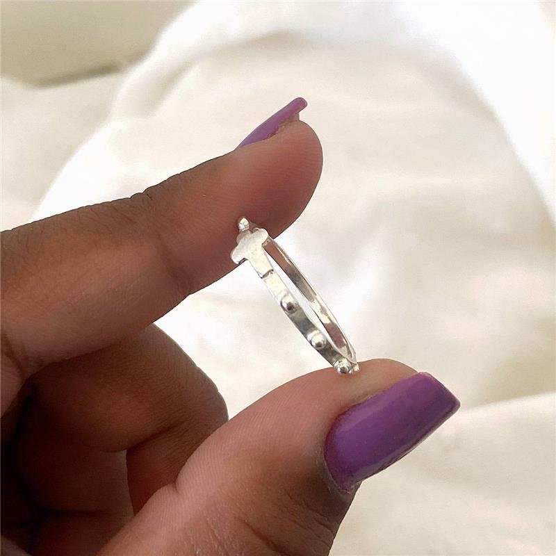 ANEL PRATA 925 TERÇO BOLINHAS CRUZ