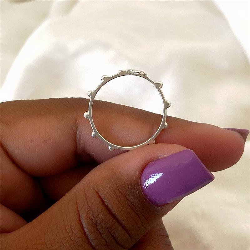 ANEL PRATA 925 TERÇO BOLINHAS CRUZ