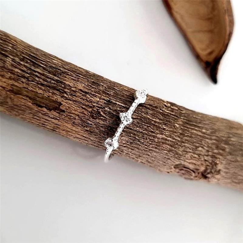 ANEL PRATA 925 TRÊS CRAVEJADOS BOLINHAS