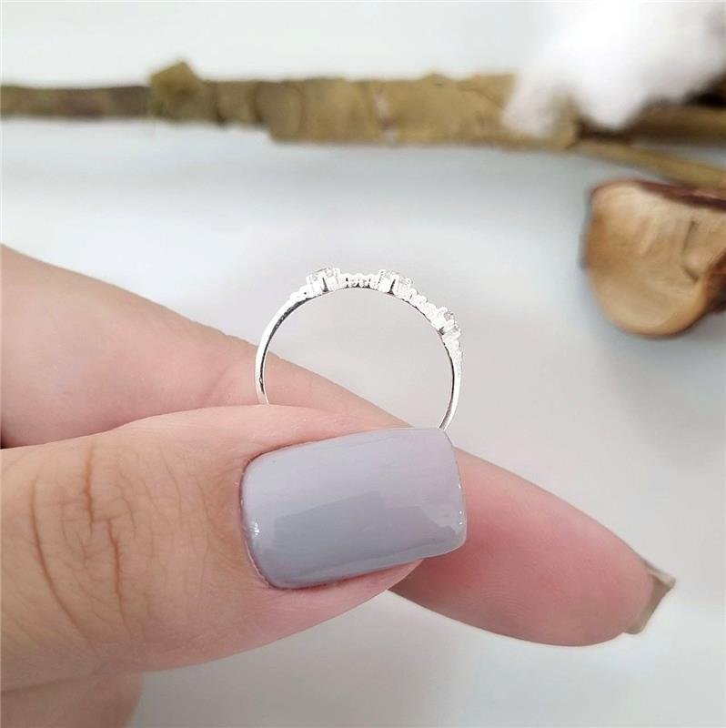 ANEL PRATA 925 TRÊS CRAVEJADOS BOLINHAS