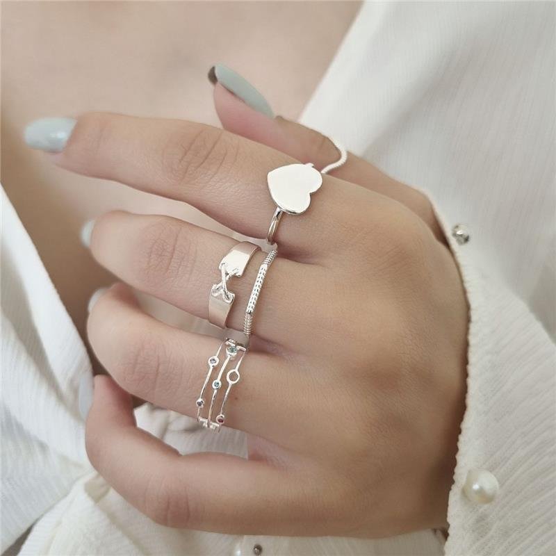 ANEL PRATA 925 TRIPLO BOLINHAS PEDRAS COLORIDAS