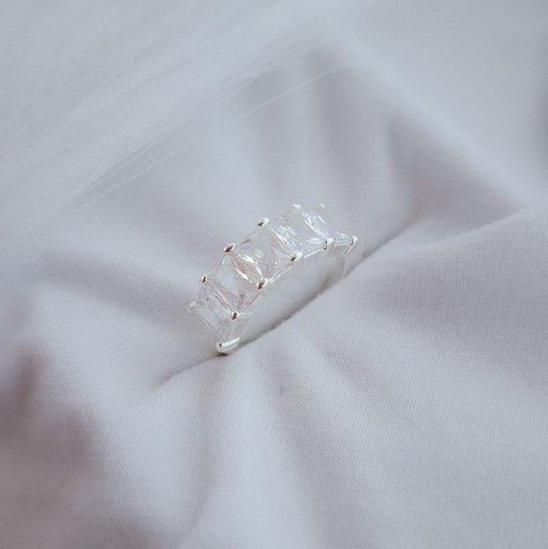 ANEL PRATA 925 ZIRCÔNIAS RETANGULARES