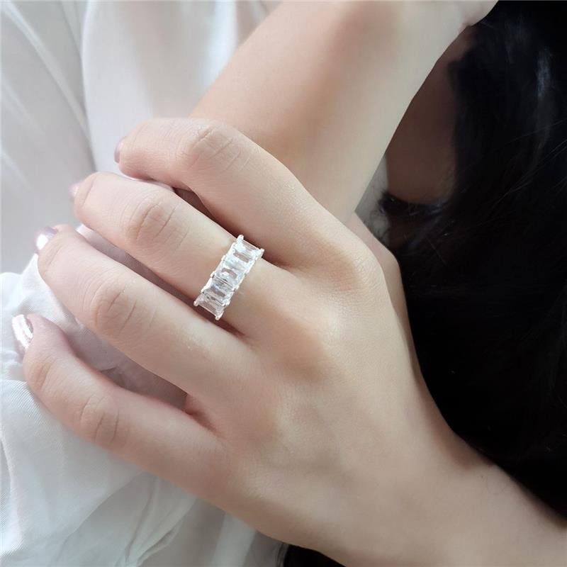 ANEL PRATA 925 ZIRCÔNIAS RETANGULARES