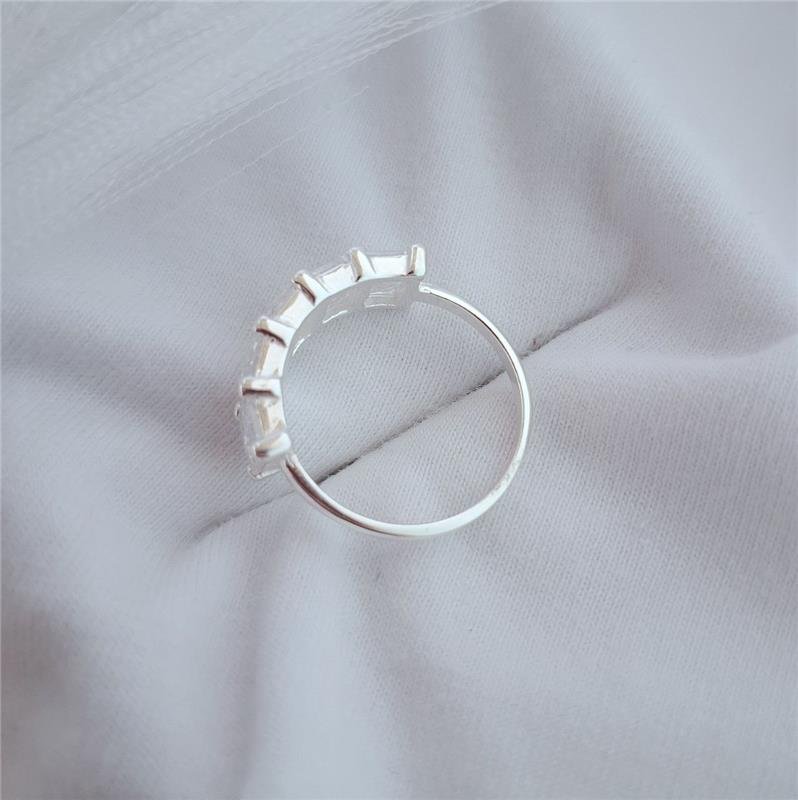 ANEL PRATA 925 ZIRCÔNIAS RETANGULARES