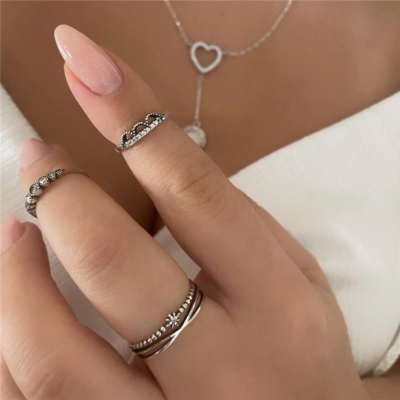 ANEL TRIPLO VAZADO 2 LINHAS LISA E 1 DE BOLINHAS