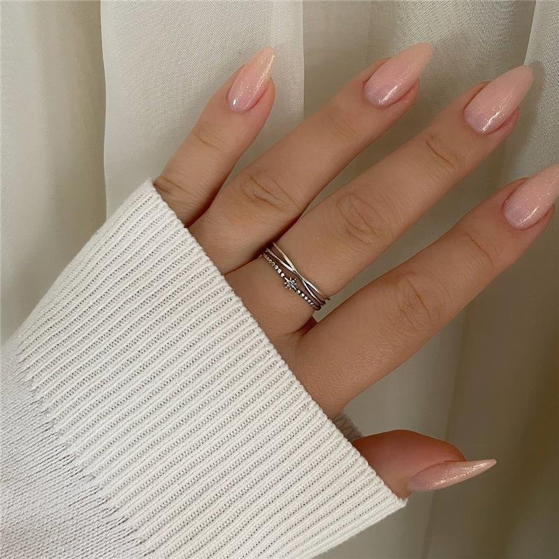 ANEL TRIPLO VAZADO 2 LINHAS LISA E 1 DE BOLINHAS