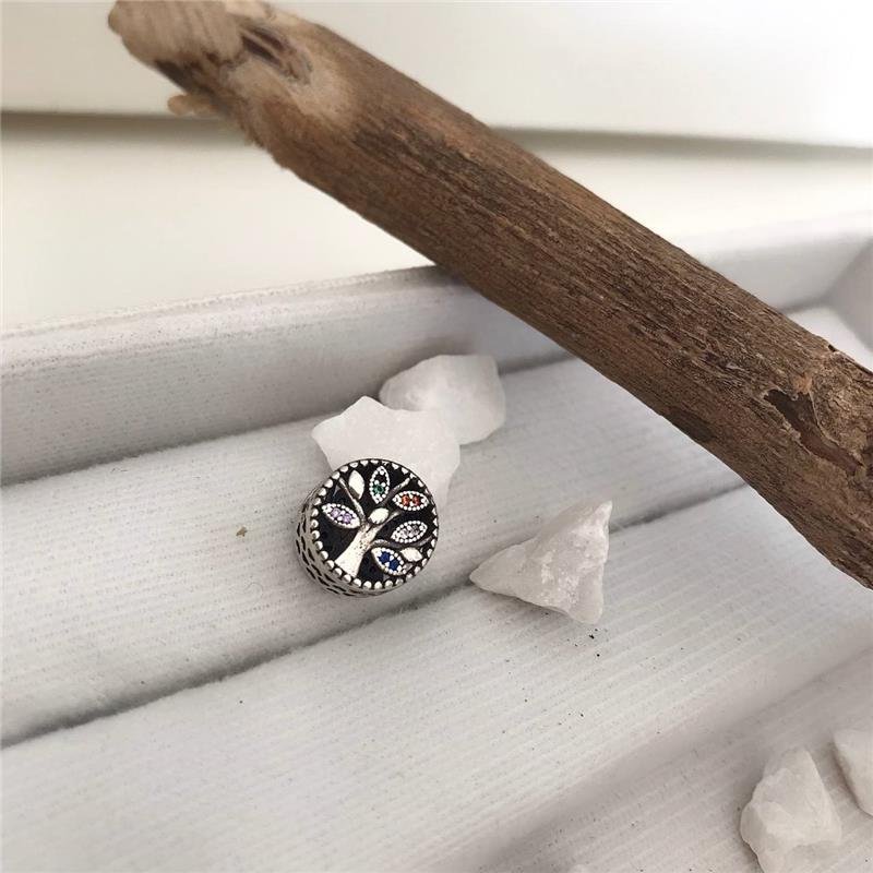 BERLOQUE PRATA 925 ÁRVORE DA VIDA COLORIDA