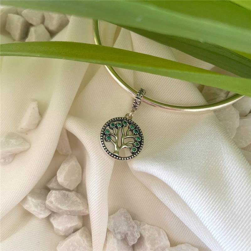 BERLOQUE PRATA 925 ÁRVORE DA VIDA COM PEDRA