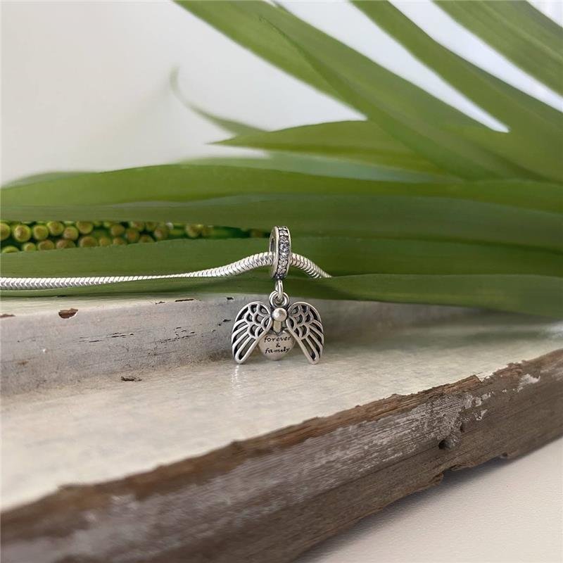 BERLOQUE PRATA 925 ASA COM CORAÇÃO FAMÍLIA 