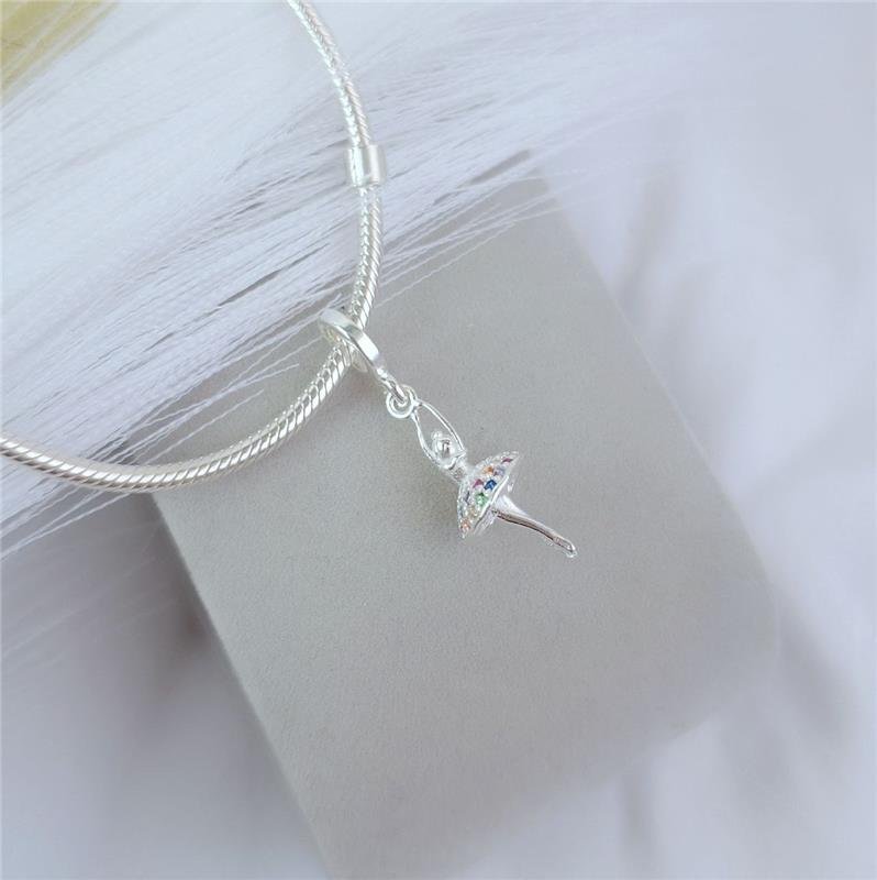 BERLOQUE PRATA 925 BAILARINA CRAVEJADO ZIRCÔNIAS COLORIDAS