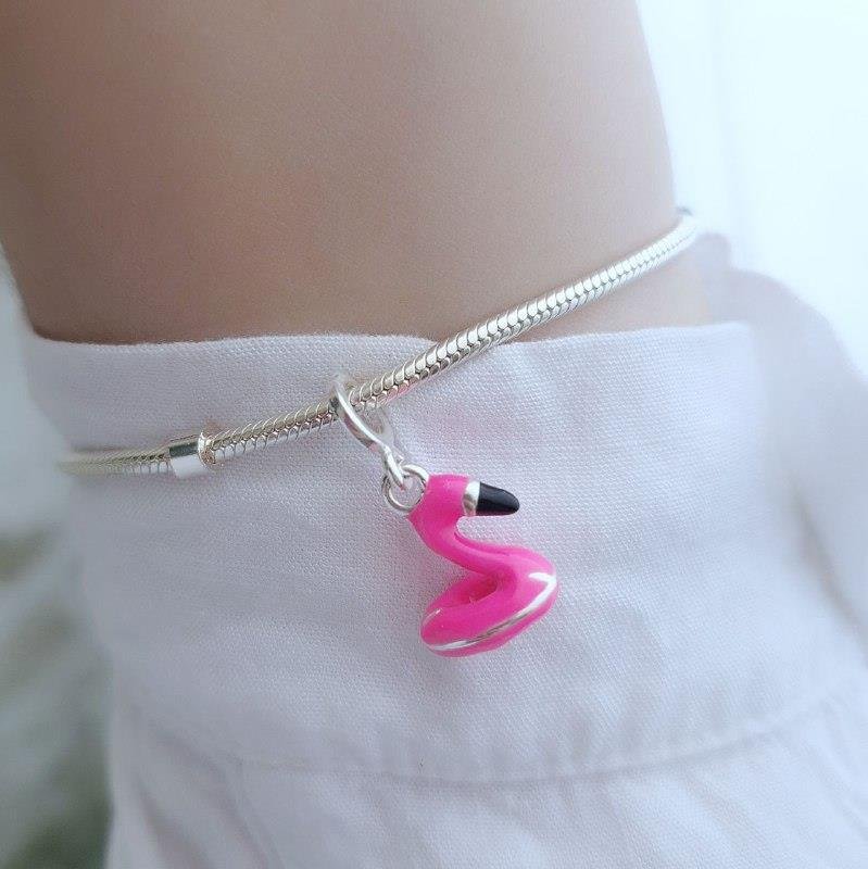 BERLOQUE PRATA 925 BÓIA FLAMINGO ROSA